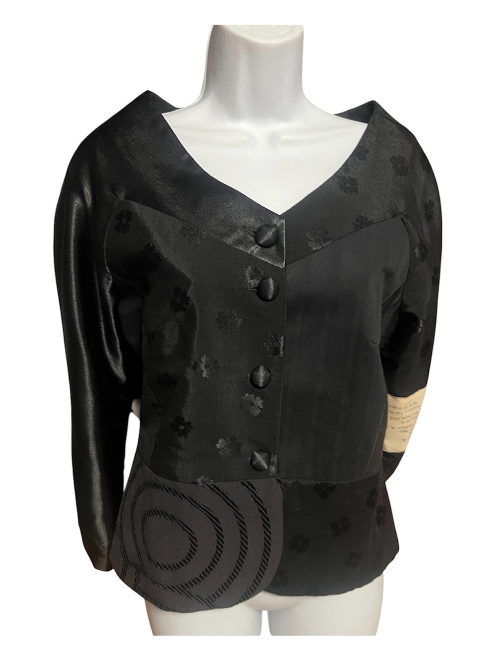New Tia Lin  Black Patchwork Satin & Multi-Accent Women's Blazer